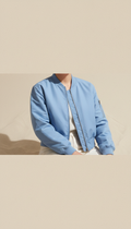 Cropped bomber jacket in sky blue