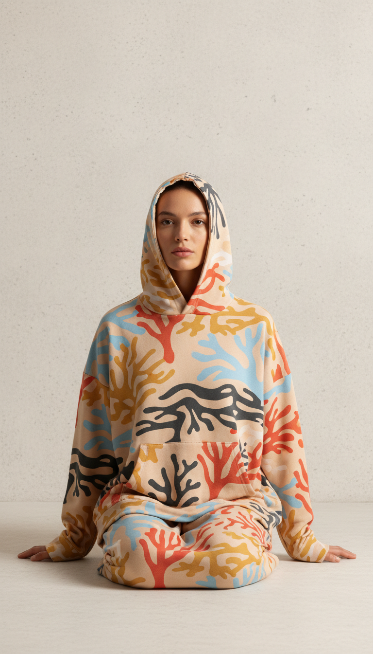 Relaxed fit hoodie in street coral