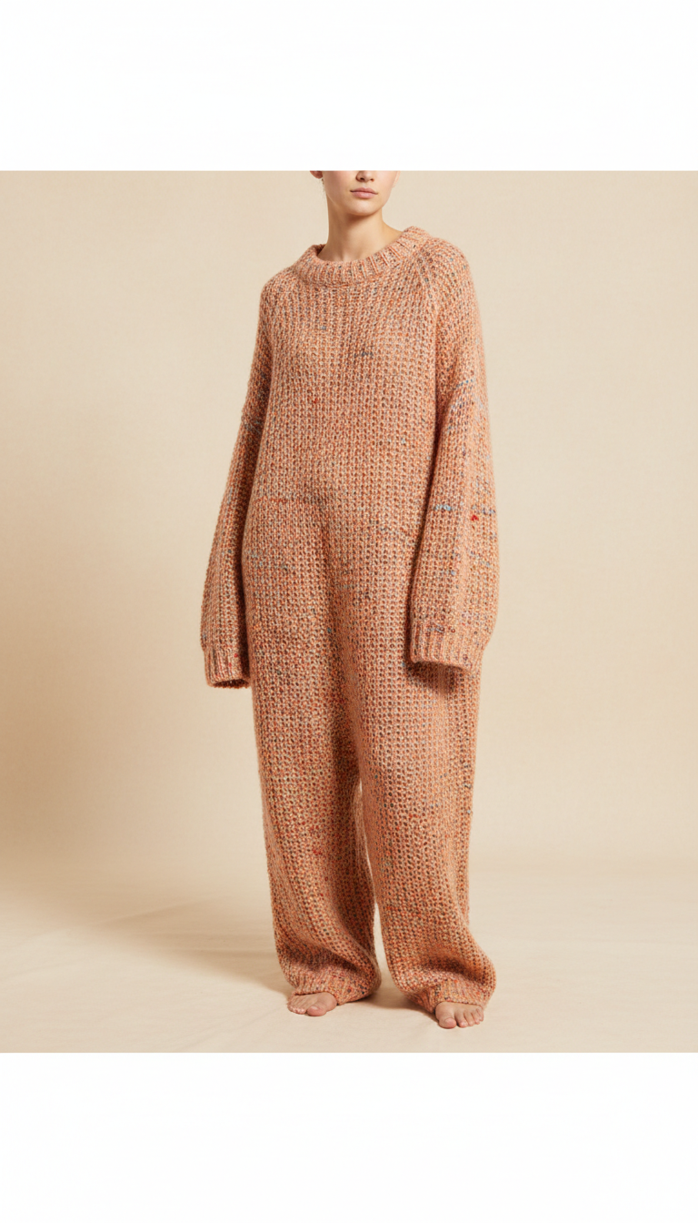 Oversized knit sweater in apricot
