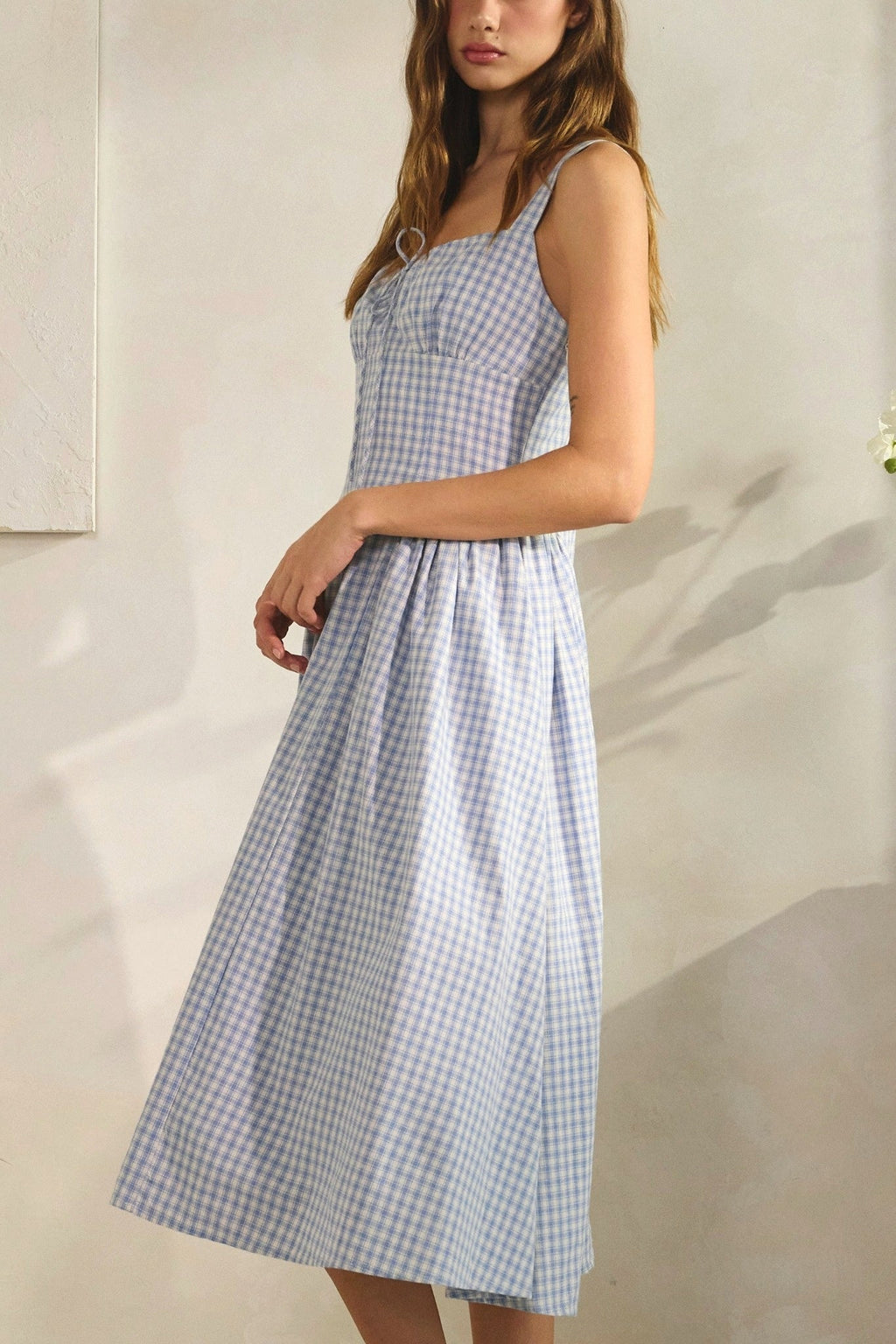 Gingham Tie Front Midi Dress