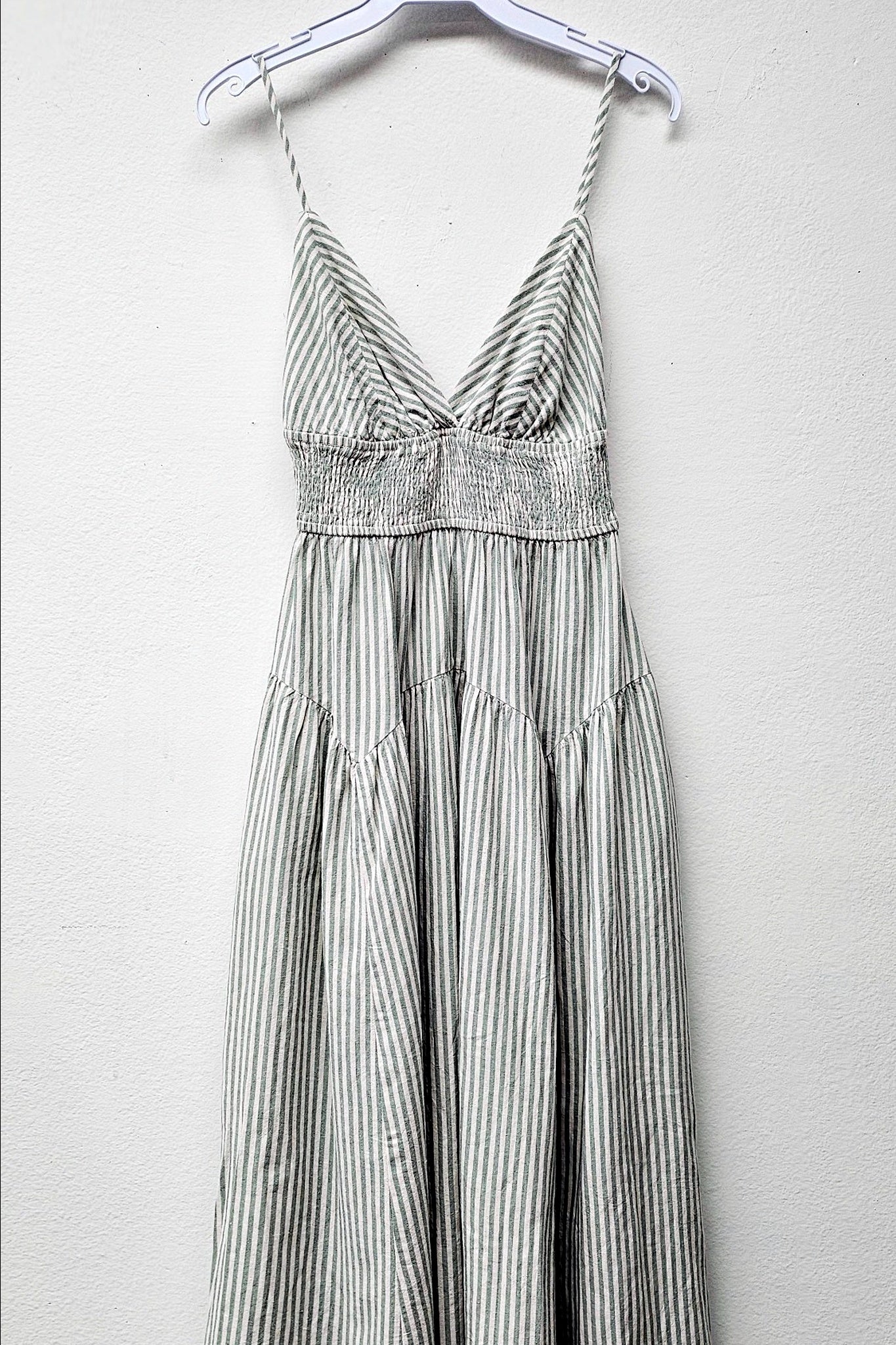 Striped Smocked Midi Dress