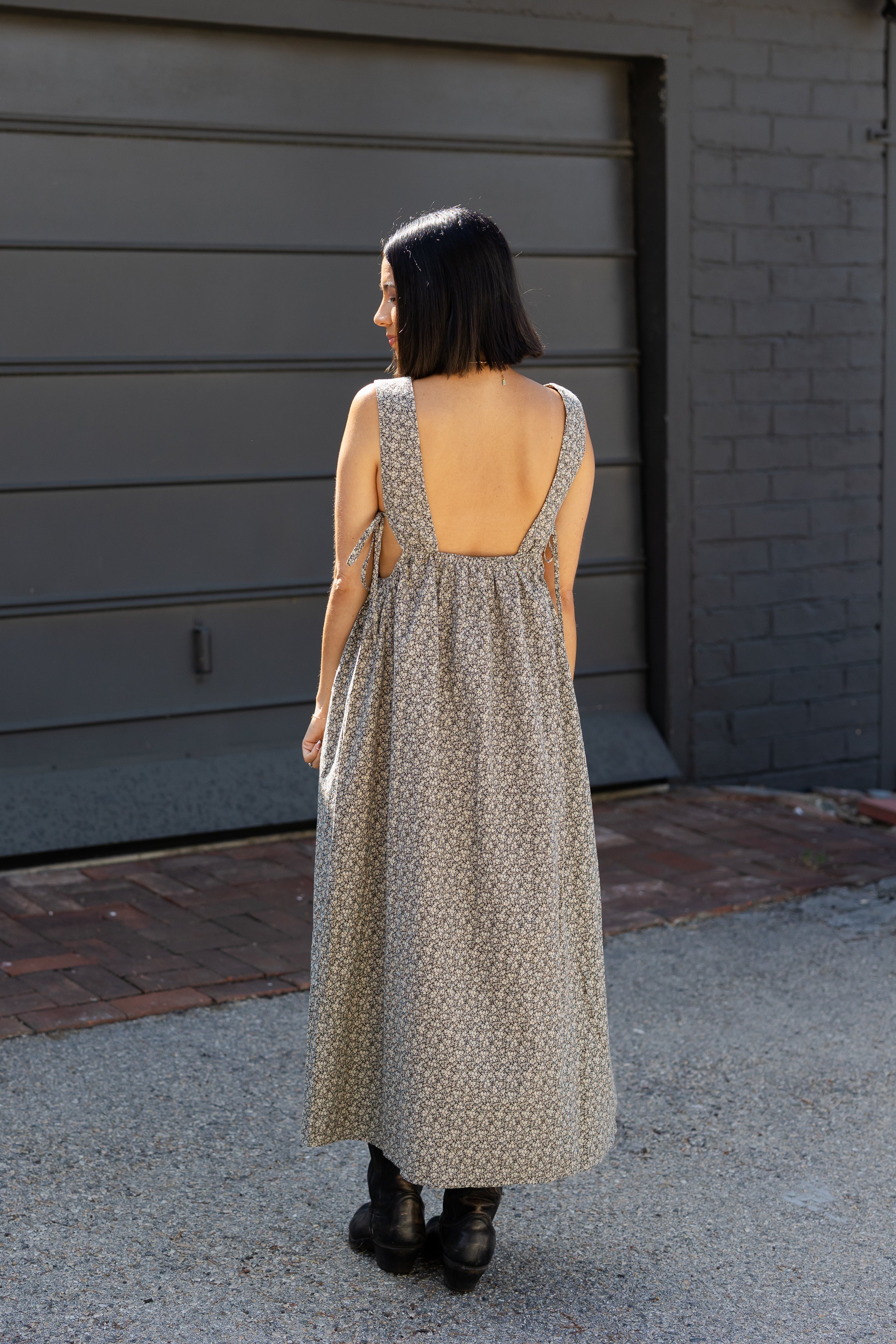 Side Tie Floral Maxi Dress